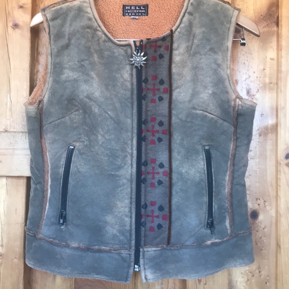 Hell is for heroes faux shearling vest.